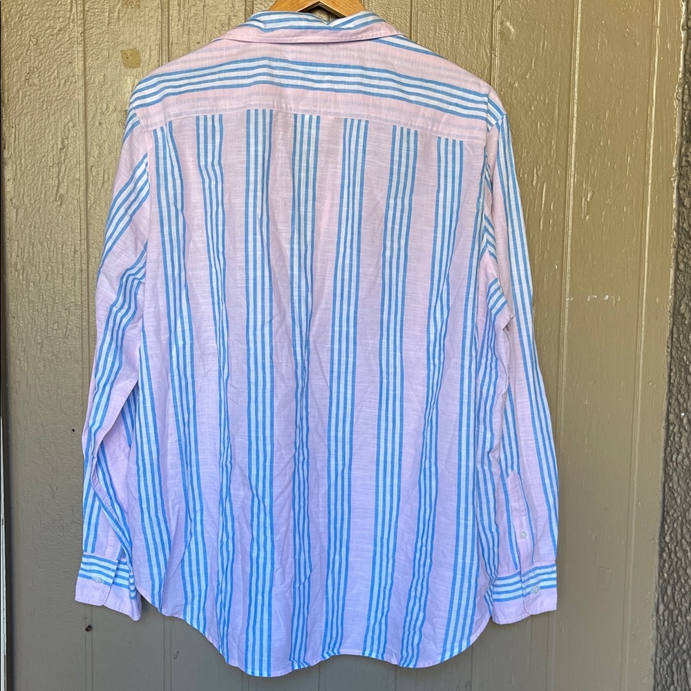 Frank & Eileen "Eileen" Button Up in Pink and Blue Striped Shirt XL - Picture 4 of 11